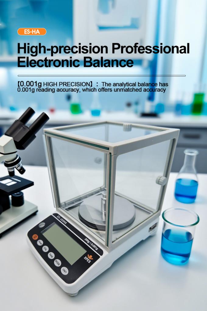 ميزان دقة المختبر 0.001 جرام، أدوات المختبر، ميزان تحليلي، ميزان مع درع مسودة 0